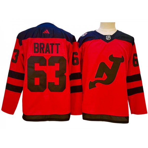 New Jersey Devils #63 Jesper Bratt Red 2024 Stadium Series Jersey