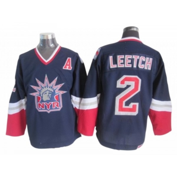 New York Rangers #2 Brian Leetch 1998 CCM Liberty Logo Navy Blue Jersey