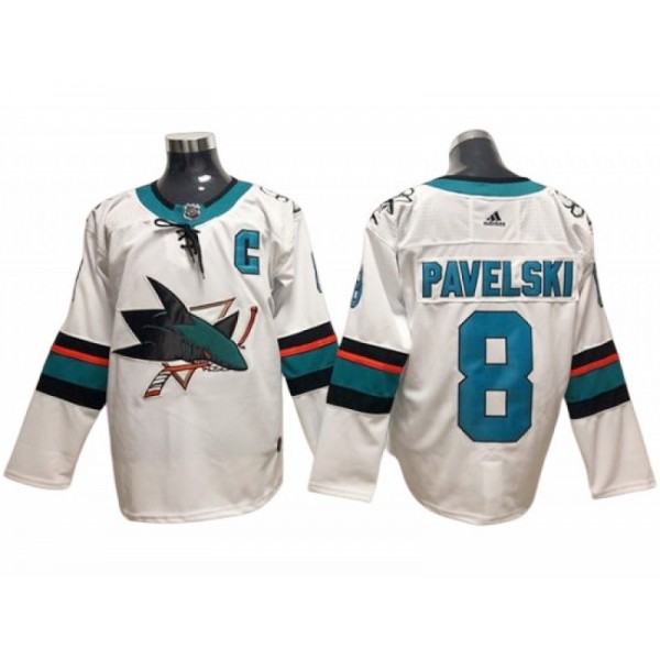 San Jose Sharks #8 Joe Pavelski White Away Jersey