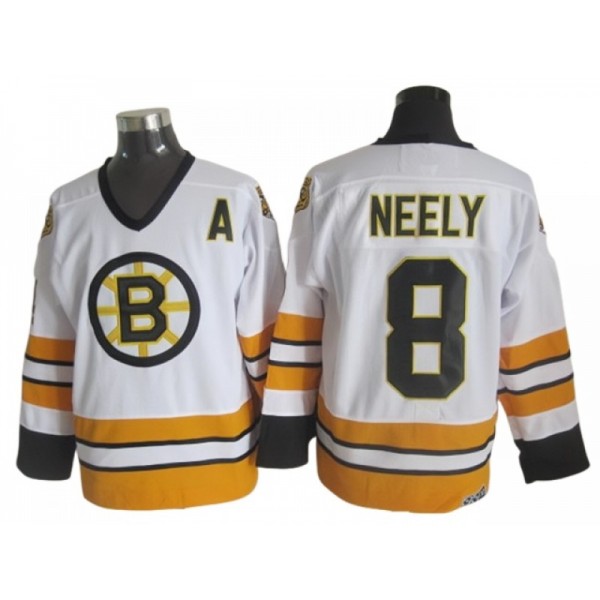 Boston Bruins #8 Cam Neely White 1970's Vintage CCM Jersey