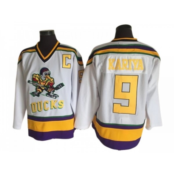 The Mighty Ducks #9 Paul Kariya CCM White Hockey Movie Jersey