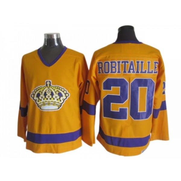 Los Angeles Kings #20 Luc Robitaille Yellow 1970 Vintage CCM Jersey