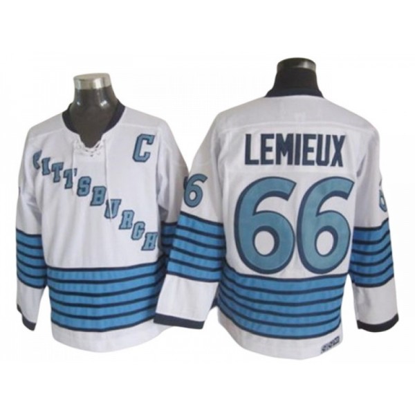 Pittsburgh Penguins #66 Mario Lemieux 1967 Vintage CCM White Jersey