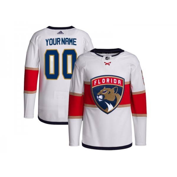 Florida Panthers #00 White Away Custom Jersey