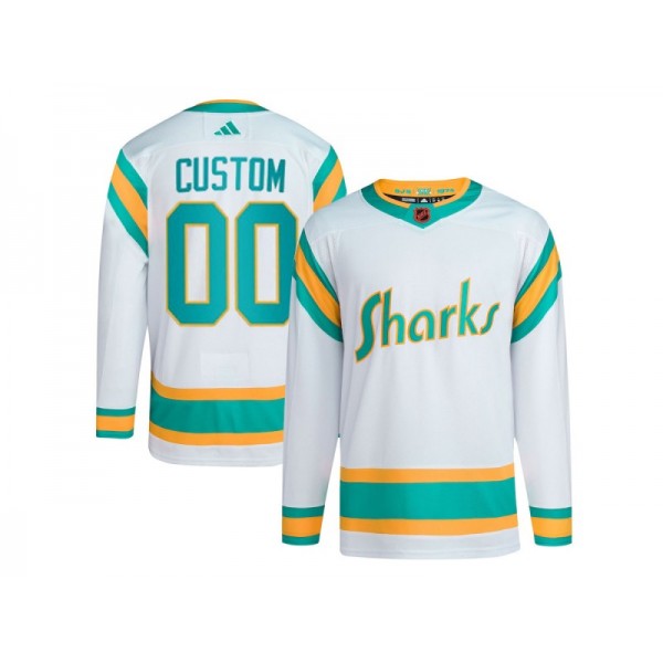 San Jose Sharks #00 White Reverse Retro 2.0 Custom Jersey