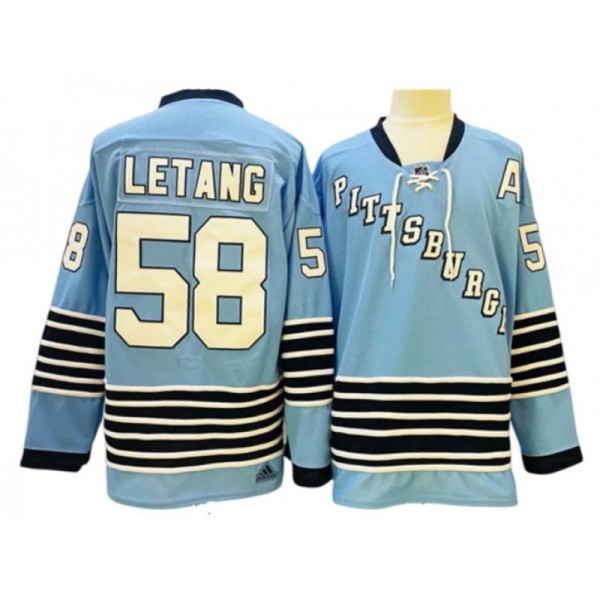 Pittsburgh Penguins #58 Kris Letang Light Blue Heritage Classics Jersey