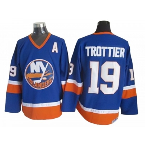 New York Islanders #19 Bryan Trottier 1980's CCM Vintage Blue Jersey