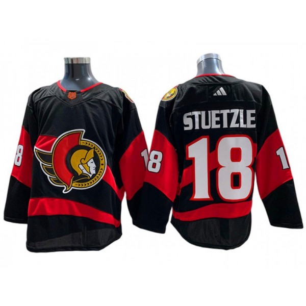 Ottawa Senators #18 Tim Stützle Black Reverse Retro 2.0 Jersey