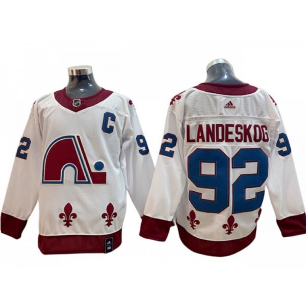 Colorado Avalanche #92 Gabriel Landeskog White 2020/21 Reverse Retro Jersey