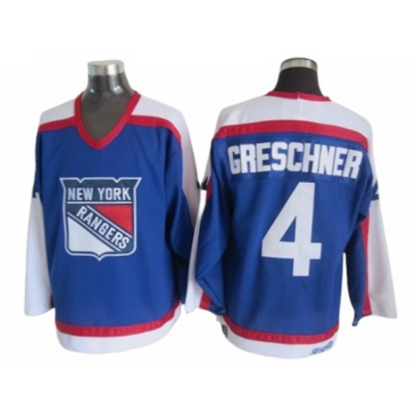 New York Rangers #4 Ron Greschner Blue 1977 Vintage CCM Jersey