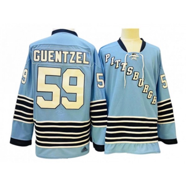 Pittsburgh Penguins #59 Jake Guentzel Light Blue Heritage Classics Jersey