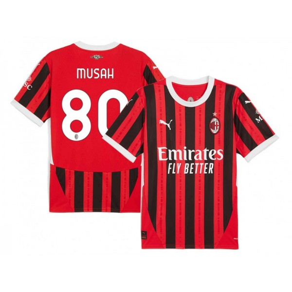 AC Milan #80 YUNUS MUSAH Red Home 2024/25 Soccer Jersey