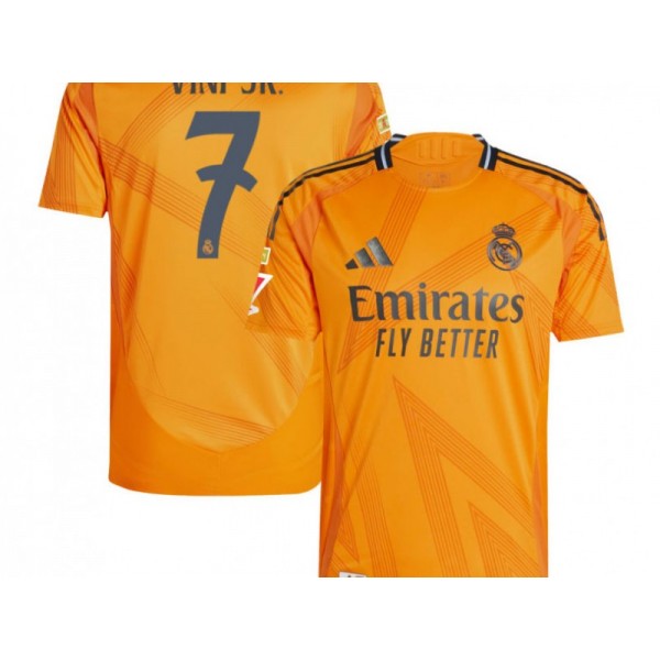 Real Madrid #7 Vini Jr. Orange Away 2024/25 Soccer Jersey