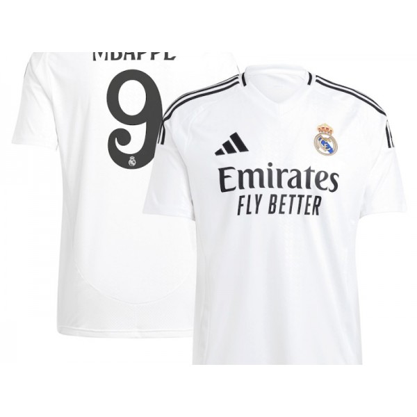 Real Madrid #9 Kylian Mbappé White Home 2024/25 Soccer Jersey