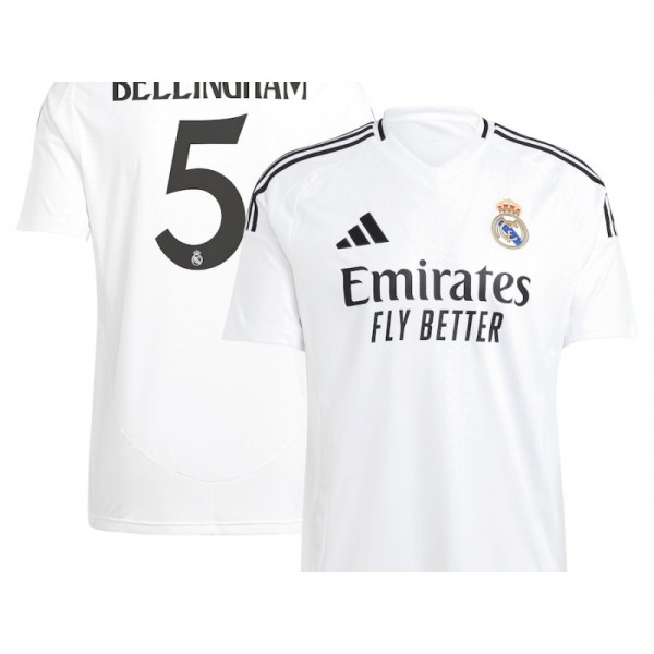 Real Madrid #5 Jude Bellingham White Home 2024/25 Soccer Jersey