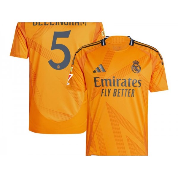 Real Madrid #5 Jude Bellingham Orange Away 2024/25 Soccer Jersey