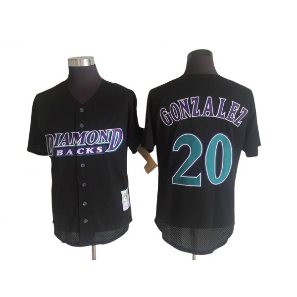 Arizona Diamondbacks #20 Luis Gonzalez Throwback Black Mesh Batting Practice Jersey