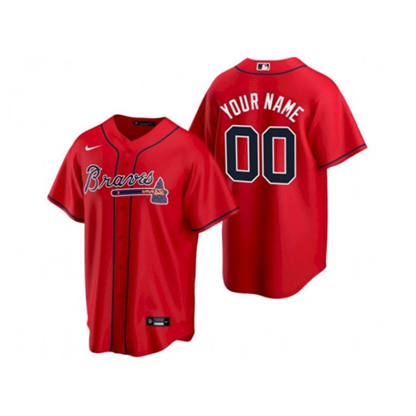 Atlanta Braves #00 Red Cool Base Custom Jersey