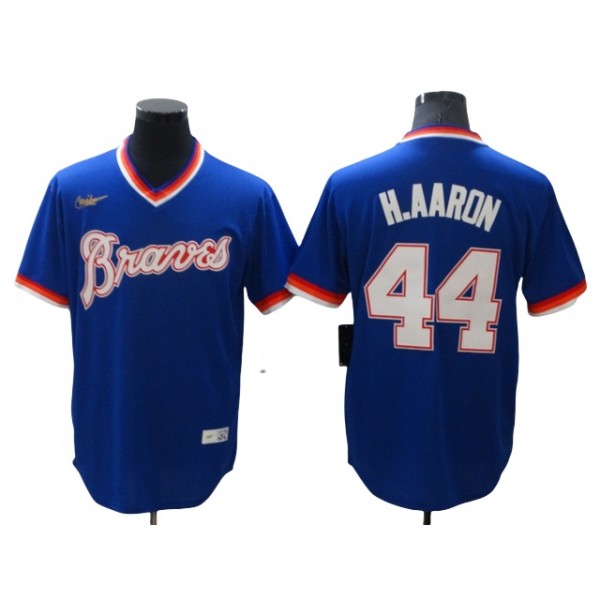 Atlanta Braves #44 Hank Aaron Blue Cooperstown Collection Cool Base Jersey