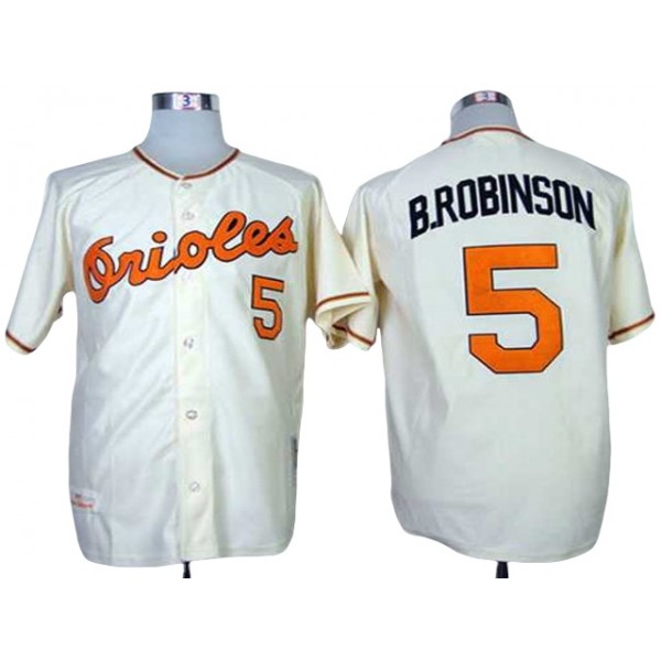 Baltimore Orioles #5 Brooks Robinson 1970 Cream Throwback Jersey