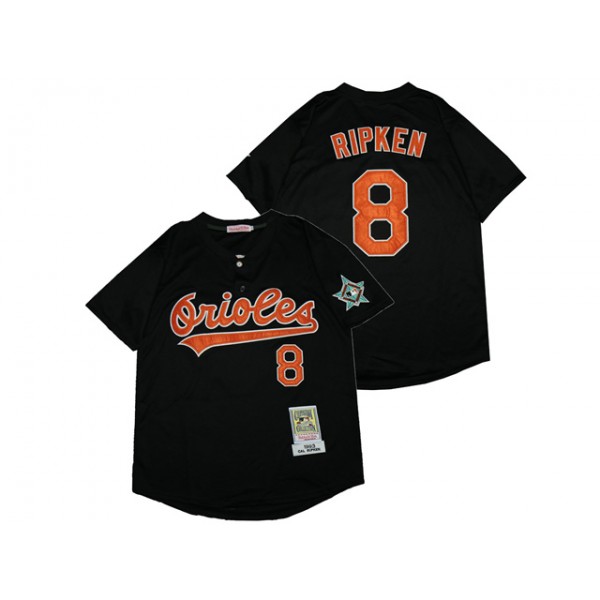 Baltimore Orioles #8 Cal Ripken Jr 1993 Throwback Black Cooperstown Collection Jersey