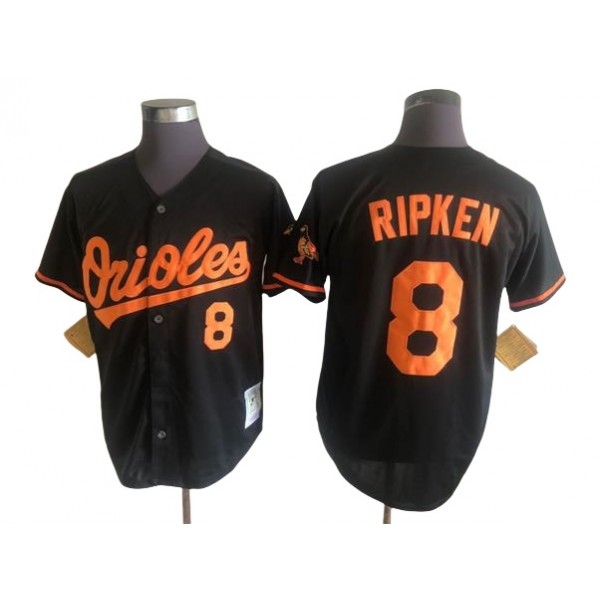 Baltimore Orioles #8 Cal Ripken Jr Throwback Black Jersey