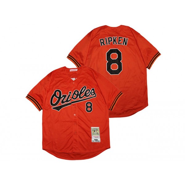 Baltimore Orioles #8 Cal Ripken Jr 1989 Throwback Orange Jersey