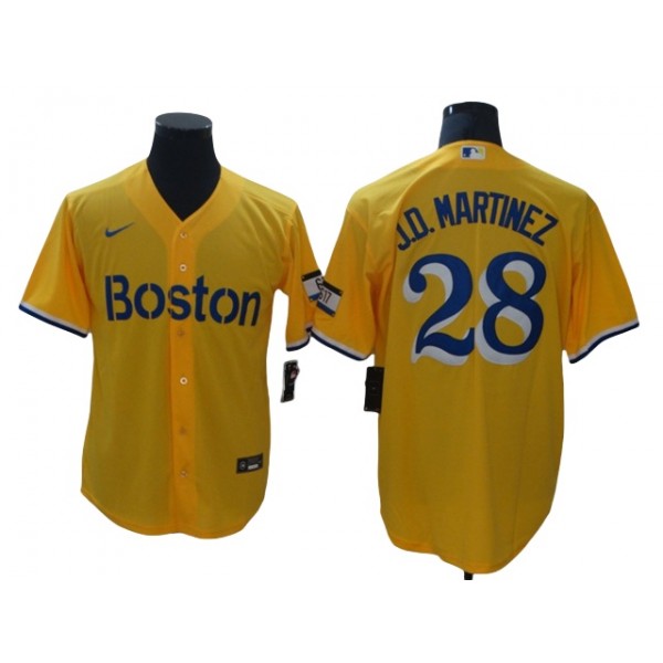 Boston Red Sox #28 J.D. Martinez Gold 2021 City Connect Jersey