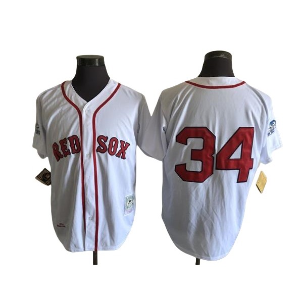 Boston Red Sox #34 David Ortiz 2004 Throwback White Jersey