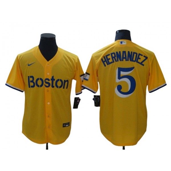 Boston Red Sox #5 Enrique Hernandez Gold 2021 City Connect Jersey