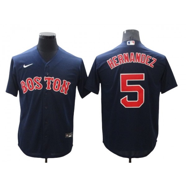 Boston Red Sox #5 Enrique Hernandez Navy Cool Base Jersey