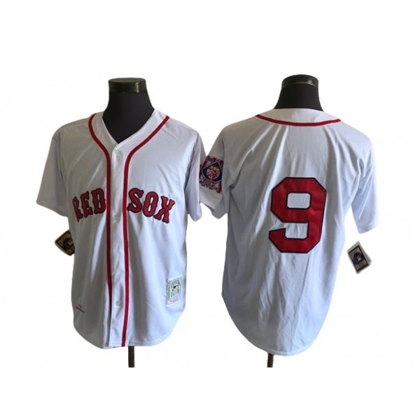 Boston Red Sox #9 Ted Williams Throwback White Jersey