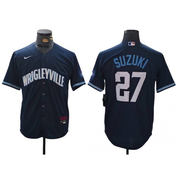 Chicago Cubs #27 Seiya Suzuki Navy City Connect Jersey