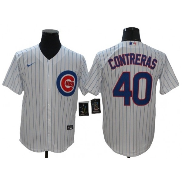 Chicago Cubs #40 Willson Contreras White Cool Base Jersey