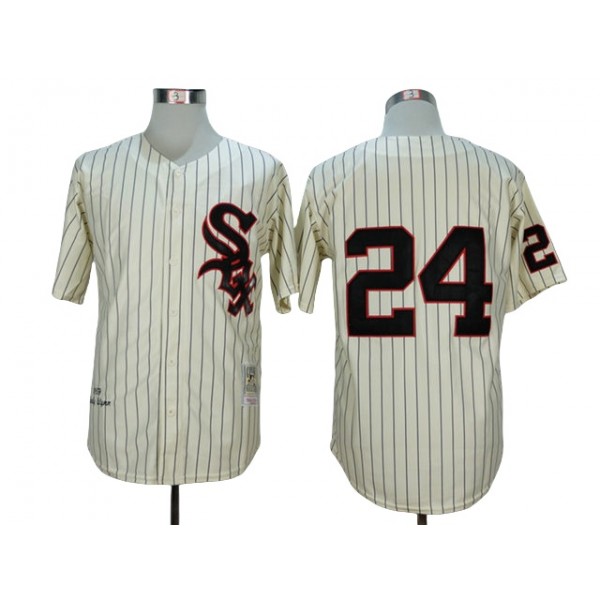 Chicago White Sox #24 Early Wynn 1959 Throwback Cream Pinstripe Jersey