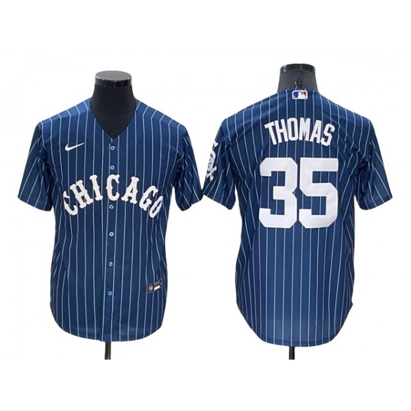 Chicago White Sox #35 Frank Thomas Blue Pinstripe Cool Base Jersey