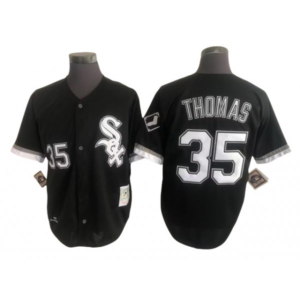 Chicago White Sox #35 Frank Thomas Throwback Black Jersey