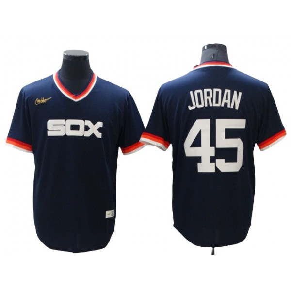 Chicago White Sox #45 Michael Jordan Navy Cooperstown Collection Cool Base Jersey