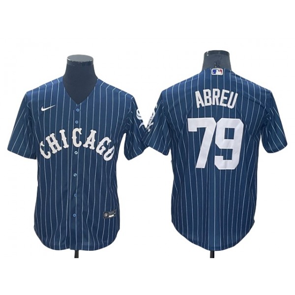 Chicago White Sox #79 Jose Abreu Blue Pinstripe Cool Base Jersey