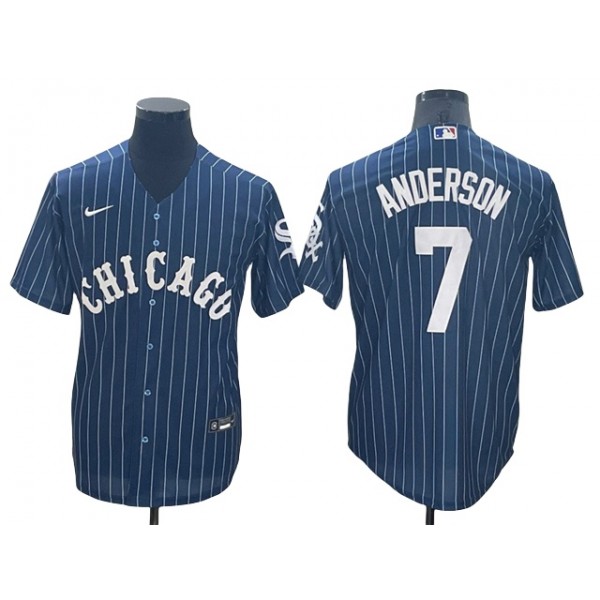 Chicago White Sox #7 Tim Anderson Blue Pinstripe Cool Base Jersey