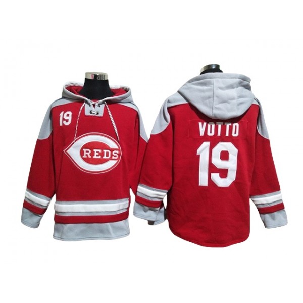 Cincinnati Reds #19 Joey Votto Red Pullover Hoodie Jersey