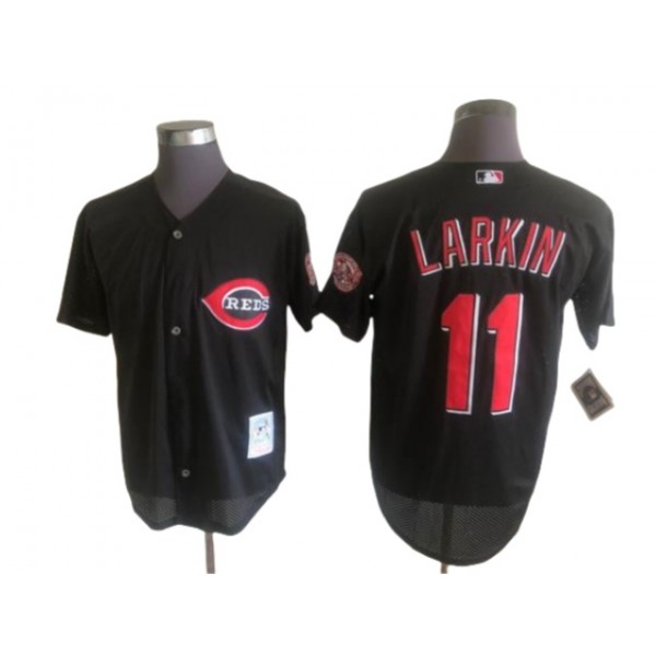 Cincinnati Reds #11 Barry Larkin Throwback Black Jersey