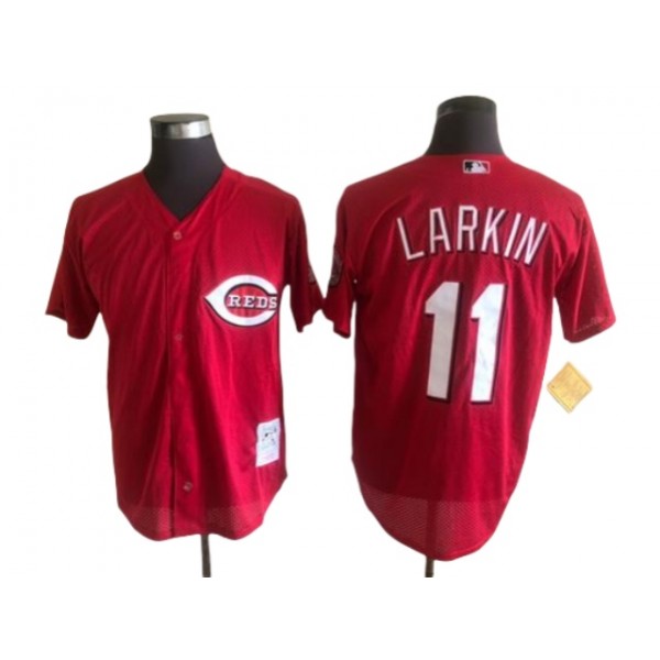 Cincinnati Reds #11 Barry Larkin Throwback Red Jersey