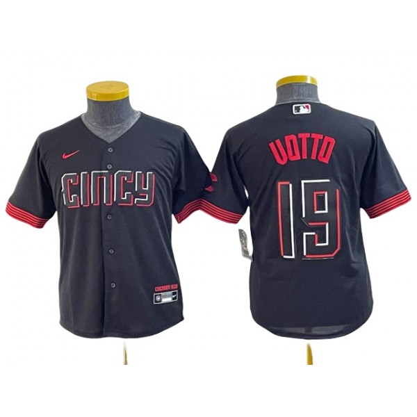 Cincinnati Reds #19 Joey Votto Youth Black 2023 City Connect Jersey