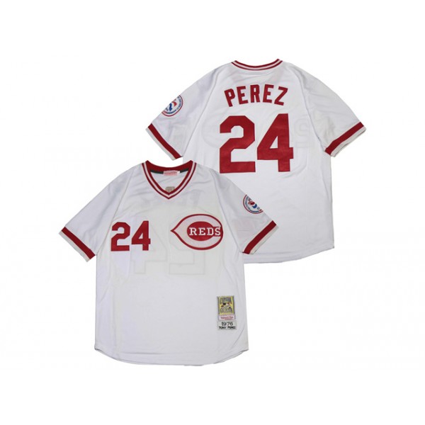 Cincinnati Reds #24 Tony Perez 1976 Throwback White Jersey