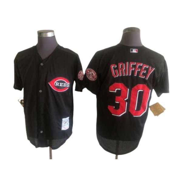 Cincinnati Reds #30 Ken Griffey Jr. Throwback Black Jersey