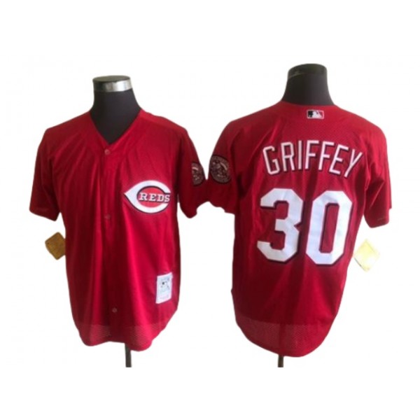 Cincinnati Reds #30 Ken Griffey Jr. Throwback Red Jersey