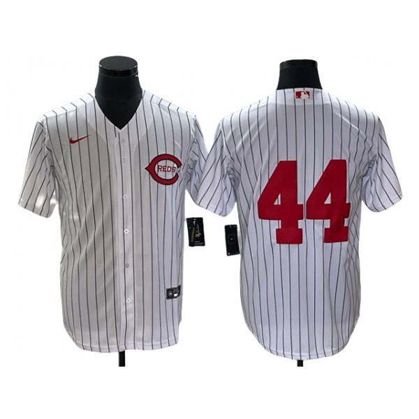 Cincinnati Reds #44 Elly De La Cruz Vintage White Pinstripe Jersey