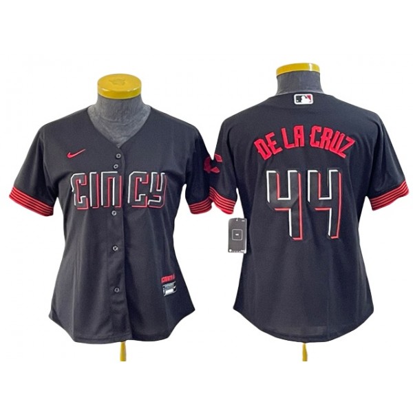 Cincinnati Reds #44 Elly De La Cruz Women's Black 2023 City Connect Jersey