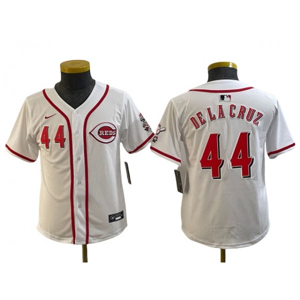 Cincinnati Reds #44 Elly De La Cruz Youth White Limited Jersey